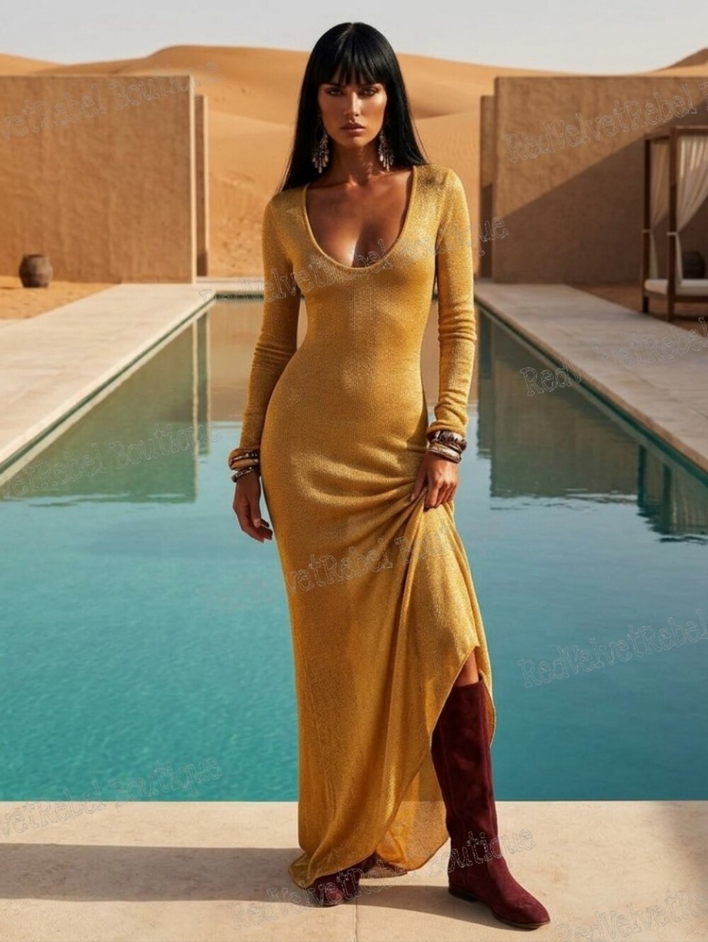NWT Madarin Orange Sheer Knit Long Sleeve Ibiza Festival Sweater Maxi Dress Sz S